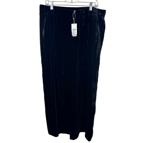 NWT EILEEN FISHER Velvet Straight Leg Pants Black XL Pull-On Side Pockets - Picture 2 of 7